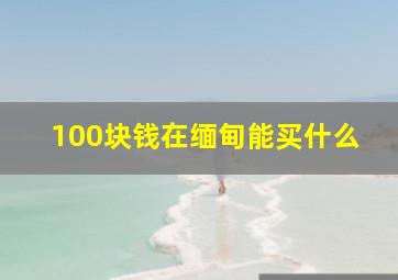 100块钱在缅甸能买什么