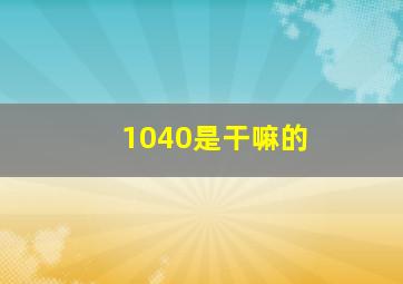 1040是干嘛的