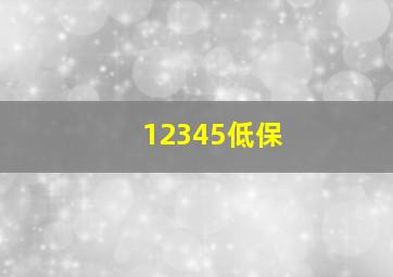 12345低保