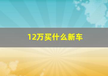 12万买什么新车