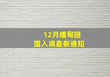 12月缅甸回国入境最新通知