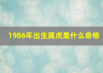 1986年出生属虎是什么命格