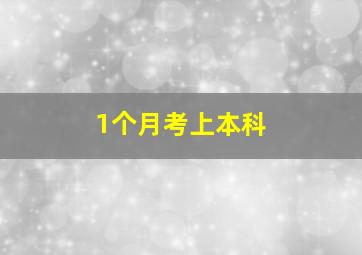 1个月考上本科