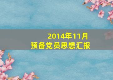 2014年11月预备党员思想汇报