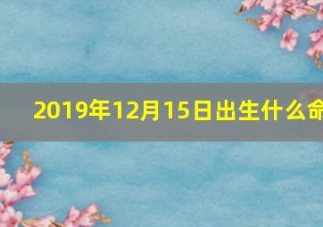 2019年12月15日出生什么命