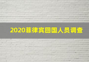 2020菲律宾回国人员调查