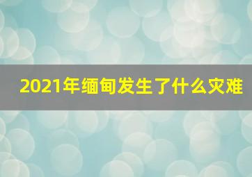 2021年缅甸发生了什么灾难