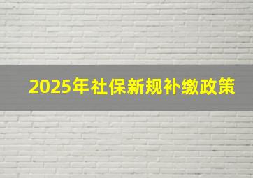 2025年社保新规补缴政策