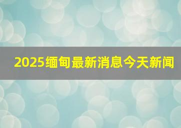 2025缅甸最新消息今天新闻