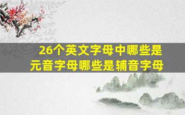 26个英文字母中哪些是元音字母哪些是辅音字母