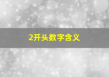 2开头数字含义