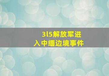 3l5解放军进入中缅边境事件