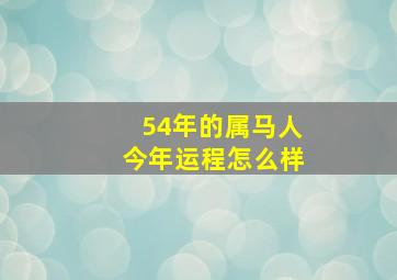 54年的属马人今年运程怎么样