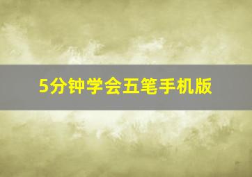 5分钟学会五笔手机版