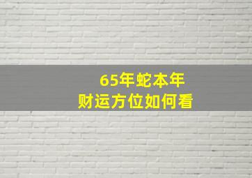 65年蛇本年财运方位如何看