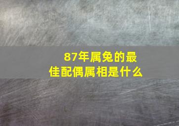 87年属兔的最佳配偶属相是什么