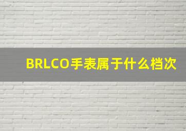 BRLCO手表属于什么档次