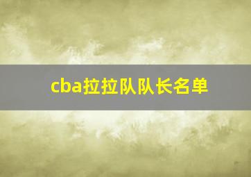 cba拉拉队队长名单