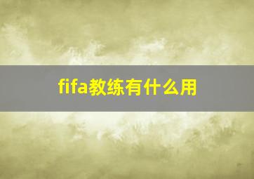 fifa教练有什么用