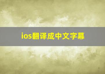 ios翻译成中文字幕