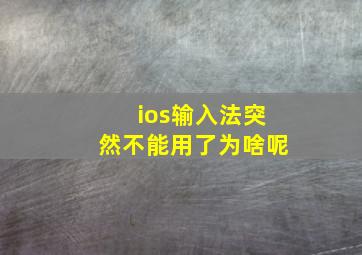 ios输入法突然不能用了为啥呢