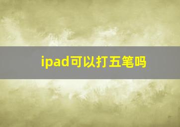 ipad可以打五笔吗