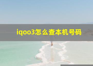 iqoo3怎么查本机号码