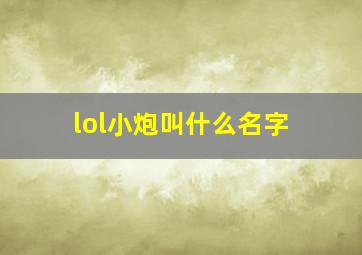 lol小炮叫什么名字