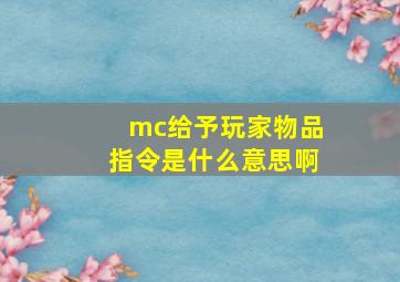 mc给予玩家物品指令是什么意思啊