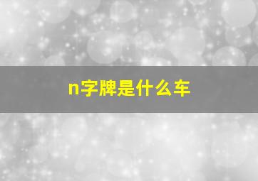 n字牌是什么车