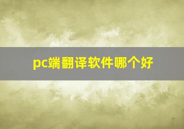 pc端翻译软件哪个好