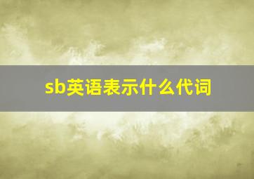 sb英语表示什么代词