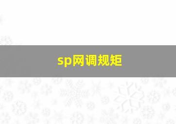 sp网调规矩