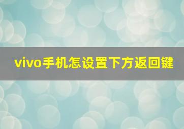 vivo手机怎设置下方返回键