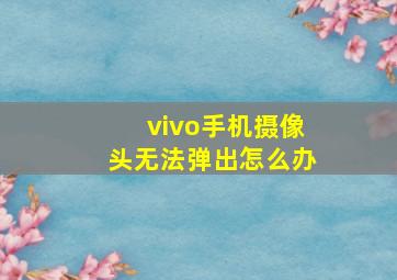 vivo手机摄像头无法弹出怎么办