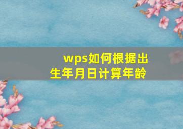 wps如何根据出生年月日计算年龄