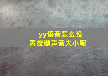 yy语音怎么设置按键声音大小呢