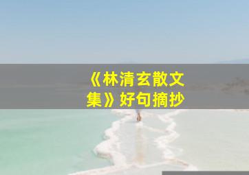 《林清玄散文集》好句摘抄