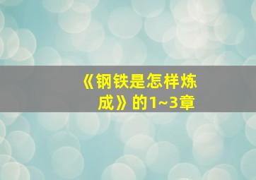 《钢铁是怎样炼成》的1~3章