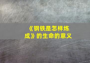 《钢铁是怎样炼成》的生命的意义