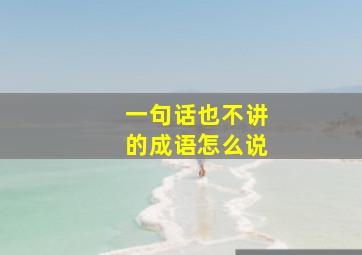 一句话也不讲的成语怎么说