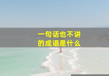 一句话也不讲的成语是什么