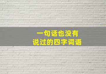 一句话也没有说过的四字词语