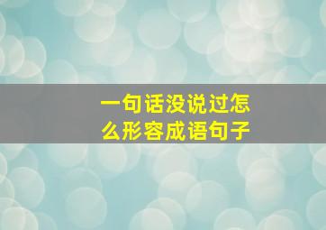 一句话没说过怎么形容成语句子