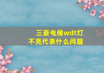 三菱电梯wdt灯不亮代表什么问题