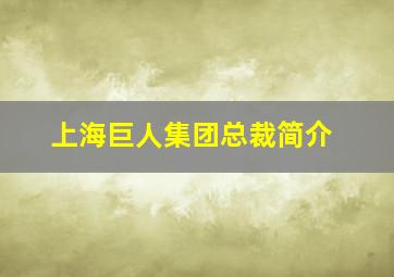 上海巨人集团总裁简介