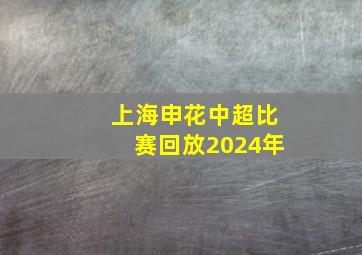 上海申花中超比赛回放2024年