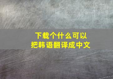 下载个什么可以把韩语翻译成中文