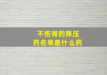 不伤肾的降压药名单是什么药