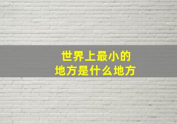 世界上最小的地方是什么地方